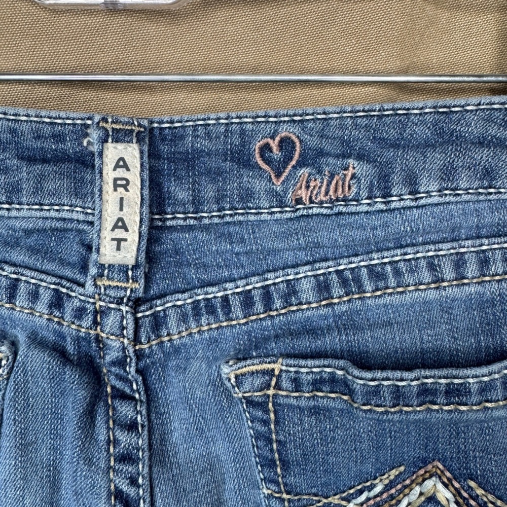 Ariat REAL Denim Girls Size 14 Medium Wash Embroidered Bootcut Western Jeans - Picture 5 of 5